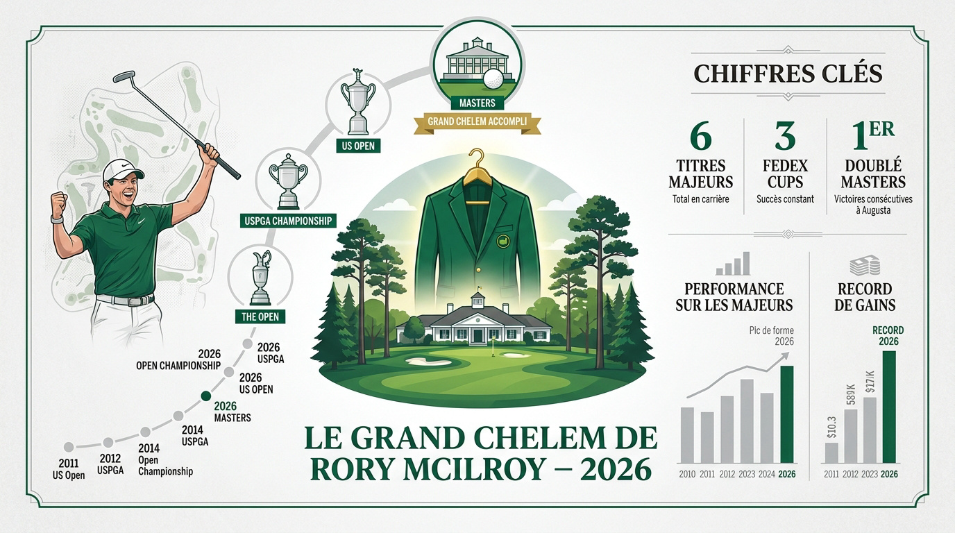 Rory McIlroy célébrant sa victoire historique au Masters d'Augusta en 2026