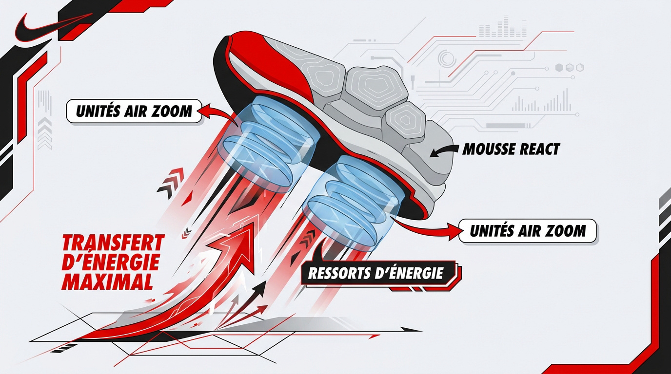 Détail de la technologie Nike Air Zoom et mousse React pour le golf
