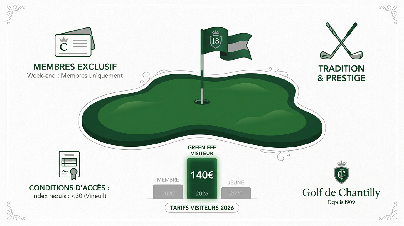 Tarif golf Chantilly : prix des green-fees et accès 2026