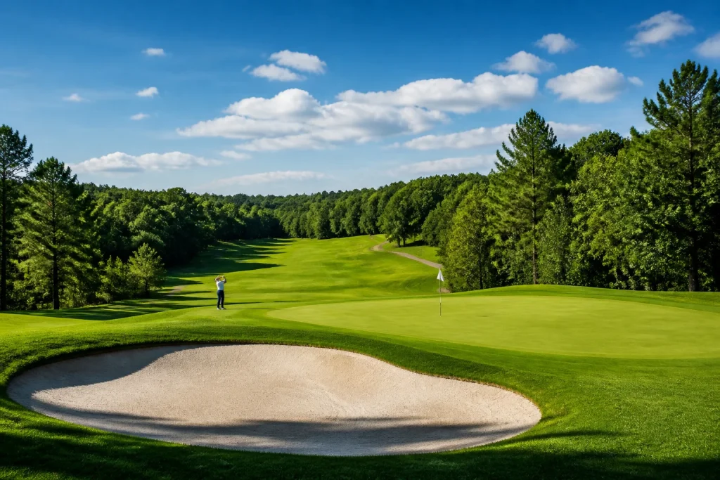Parcours de golf idyllique ensoleille