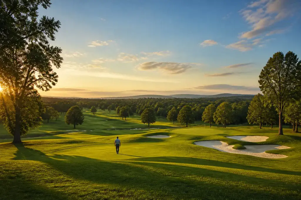 Golf au coucher du soleil