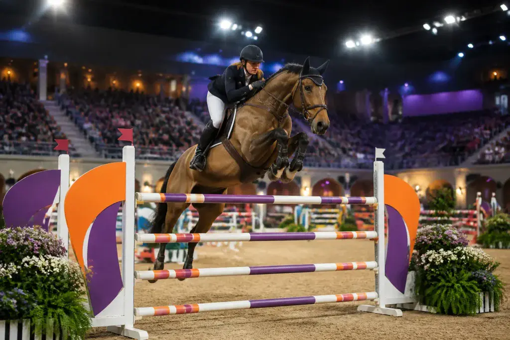 Saut dobstacles equestre spectaculaire