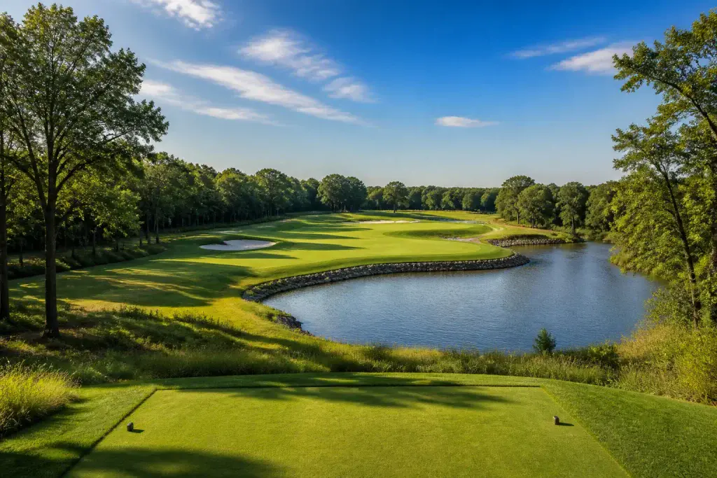 Parcours de golf pittoresque au soleil