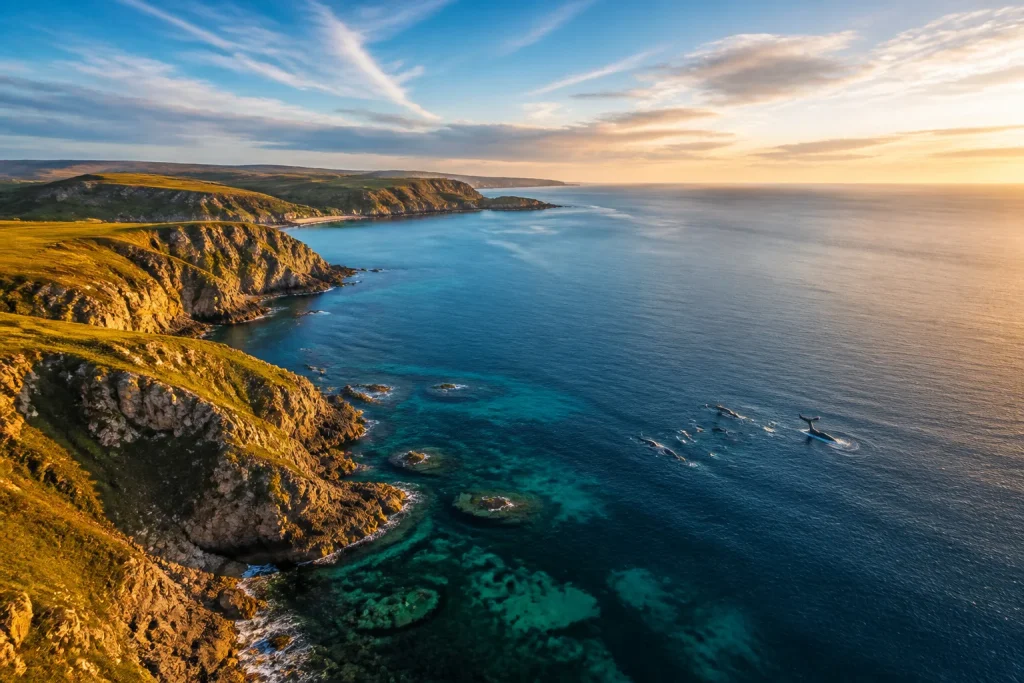 Cote majestueuse du golfe de gascogne au coucher du soleil
