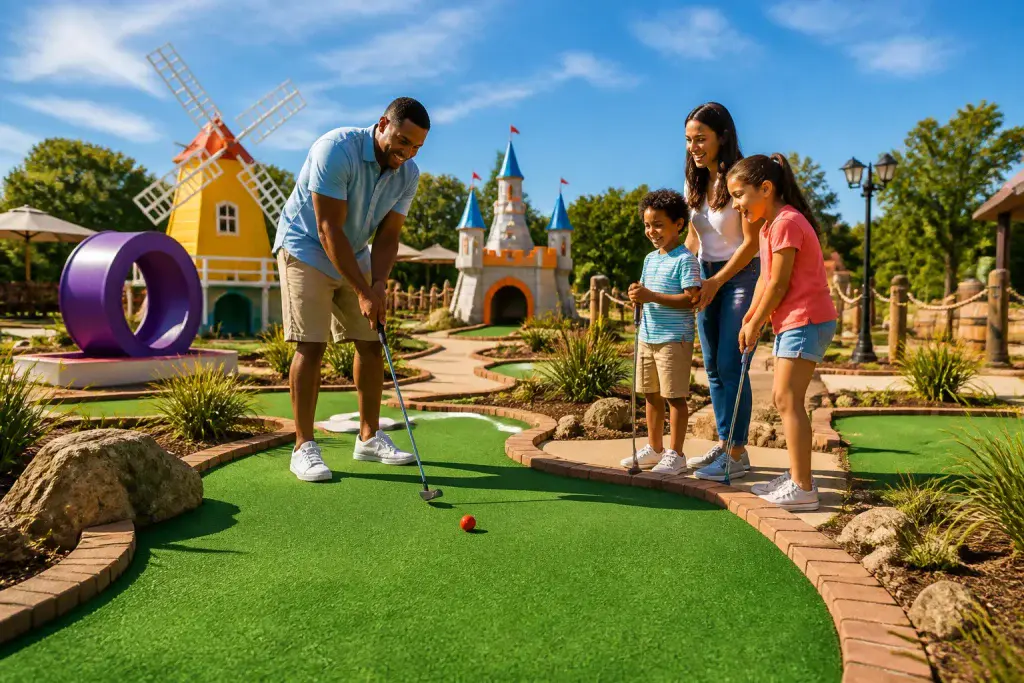 Famille samusant au mini golf