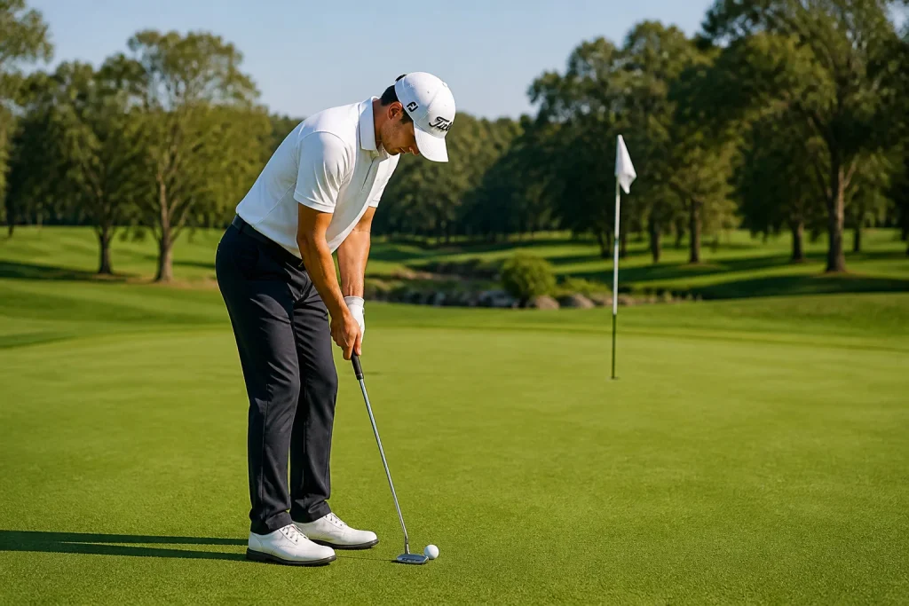 Joueur de golf concentre sur le green