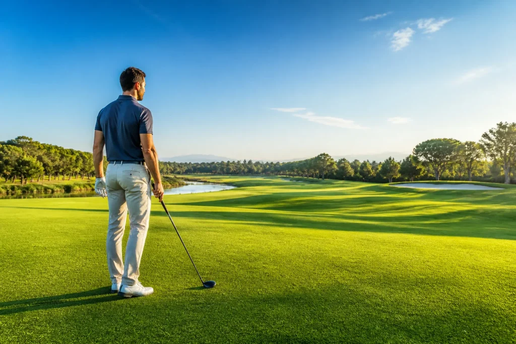 Joueur de golf sur un fairway verdoyant