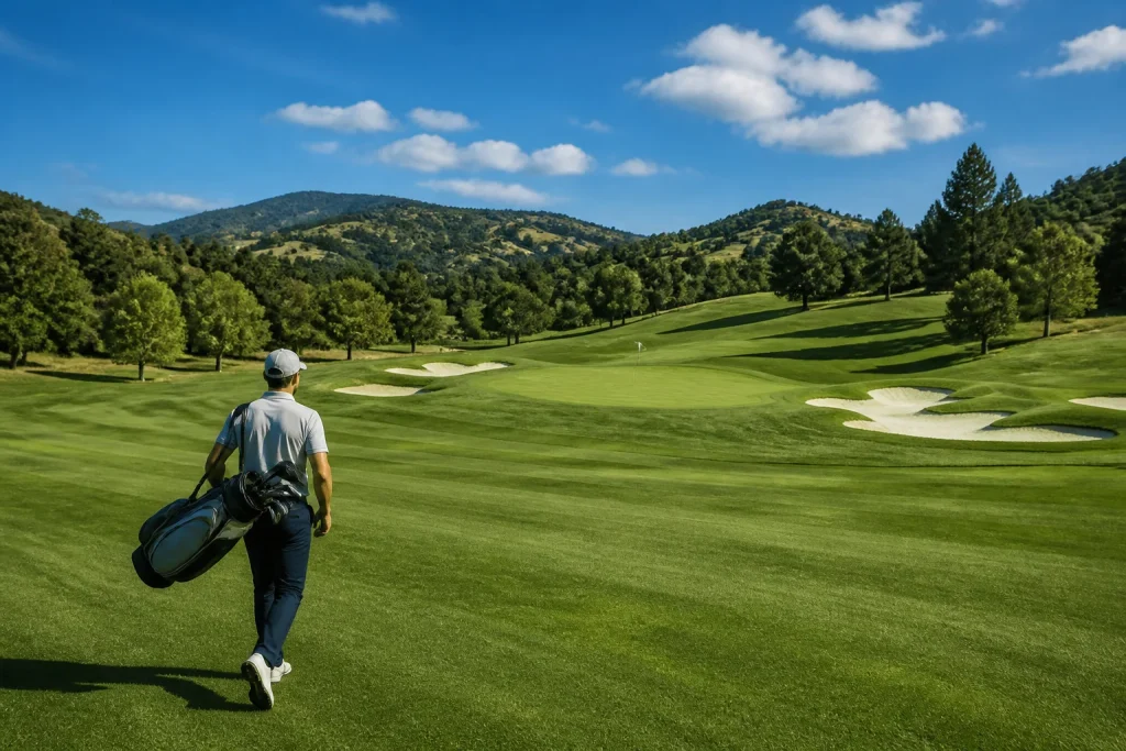 Golfeur sur un parcours de golf americain