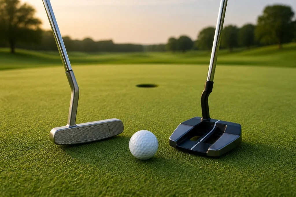 Putters et balle sur le green