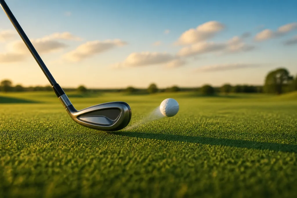 Le coup parfait golf au coucher du soleil