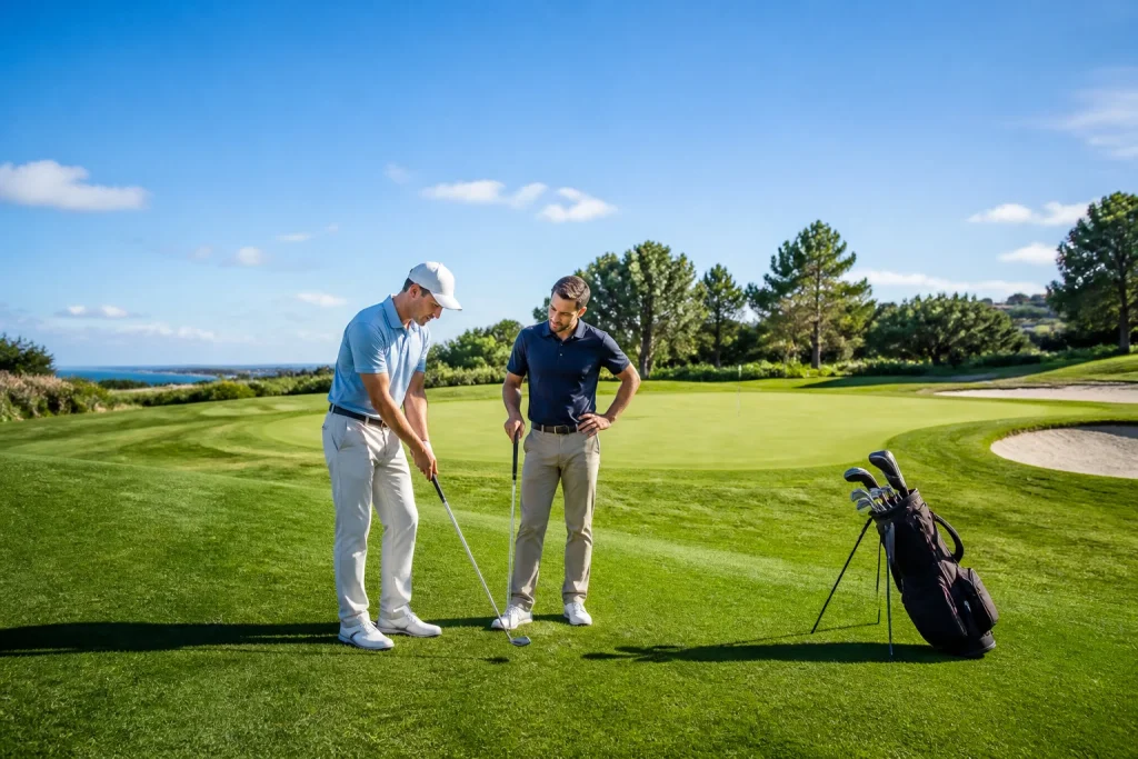 Lecon de golf sous le soleil