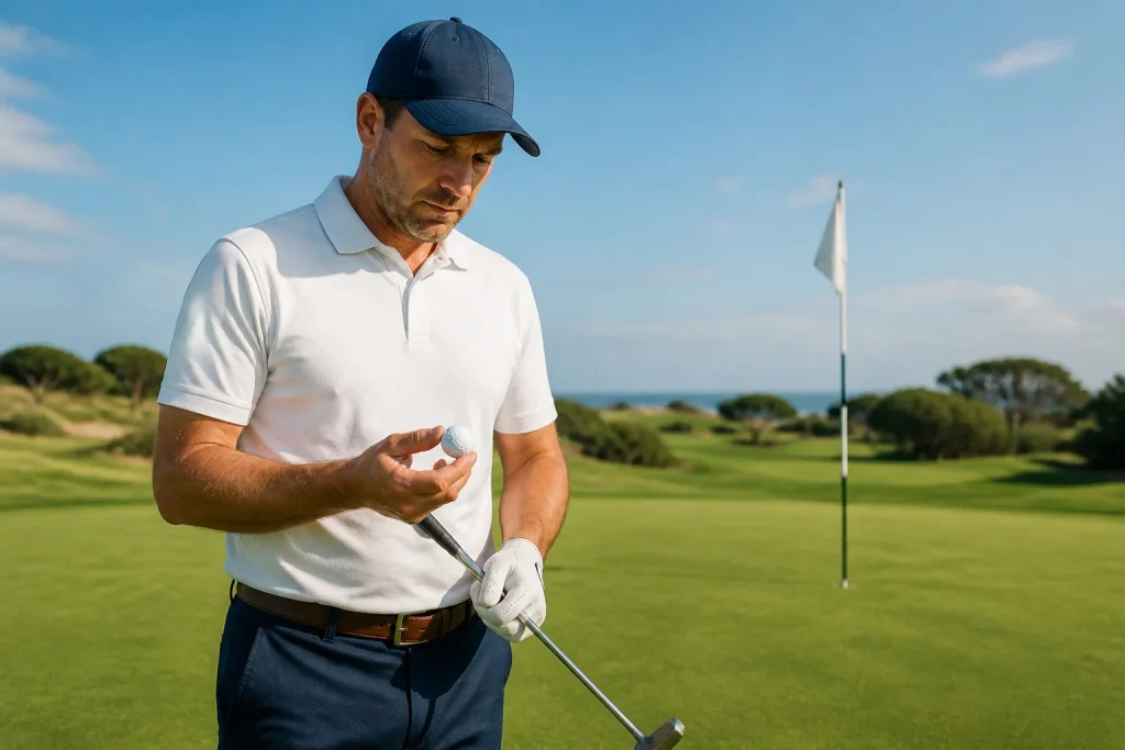 Golfeur concentre sur le green