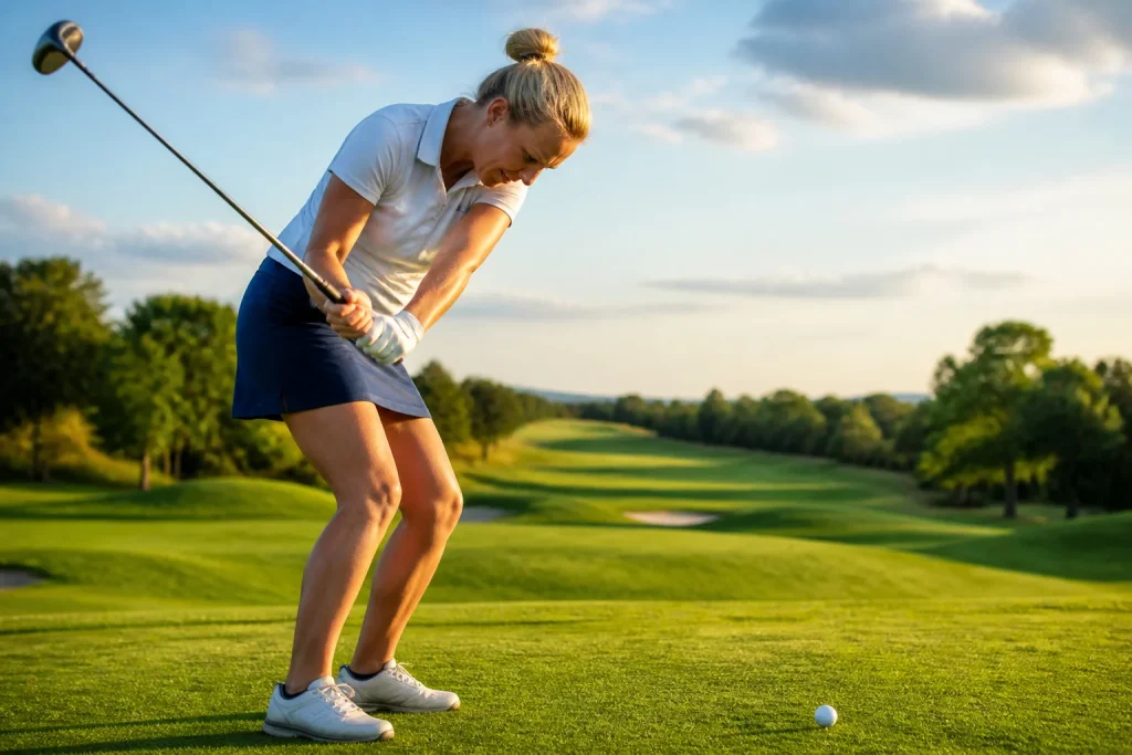 Golfeuse en plein elan effort visible