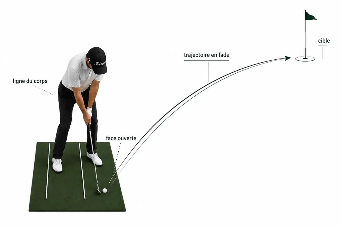 Comment générer un fade au golf : alignement du corps et trajectoire courbée vers la cible