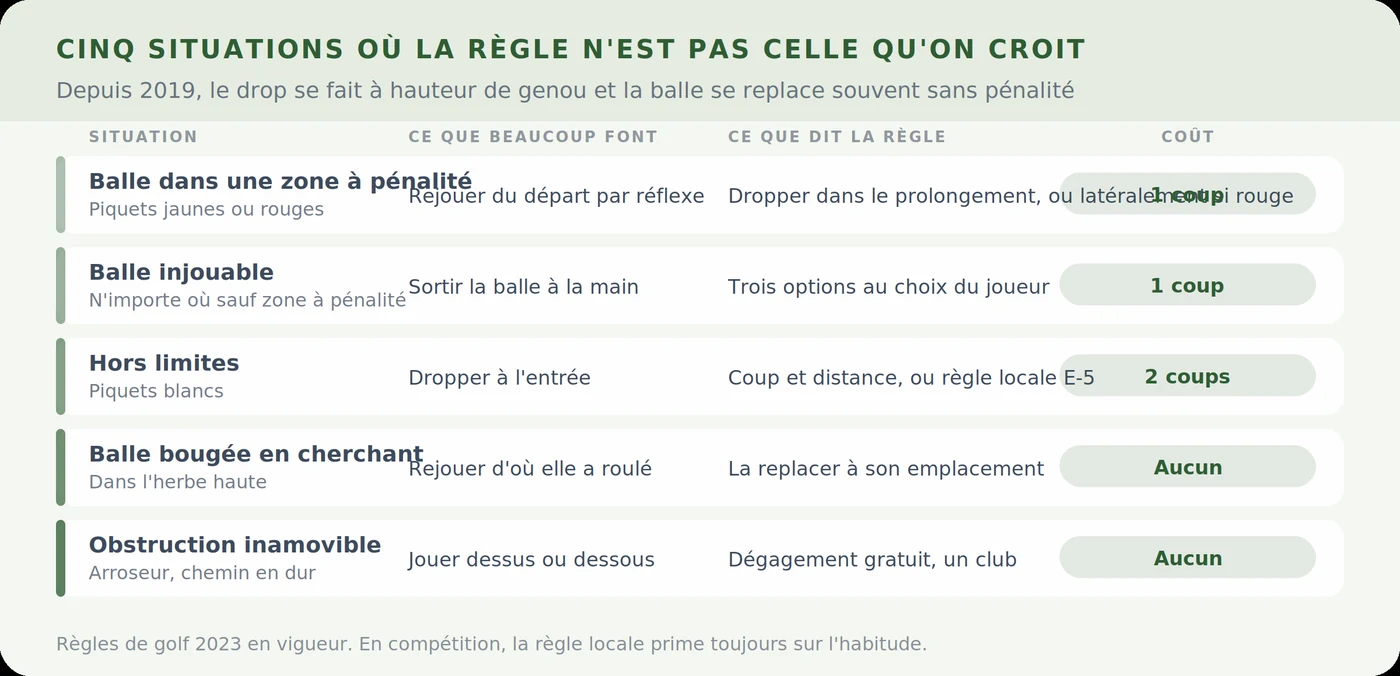 Cinq situations où la règle de golf surprend