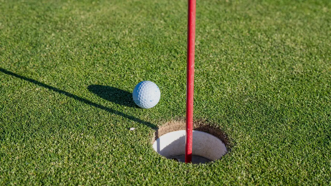 Green de golf et drapeau