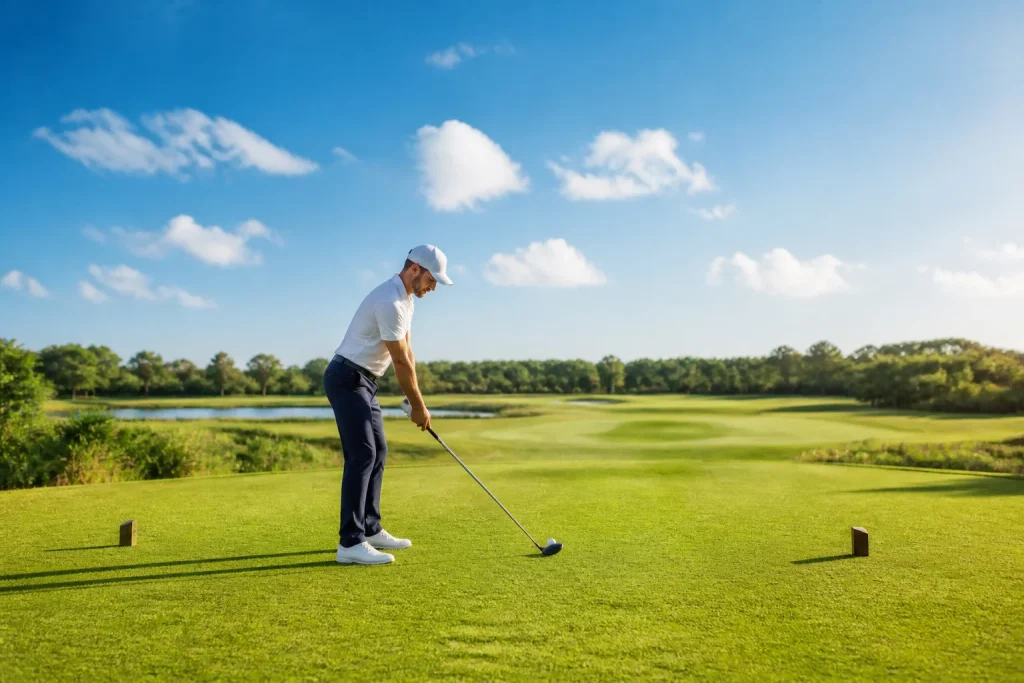 Joueur de golf en position dadresse