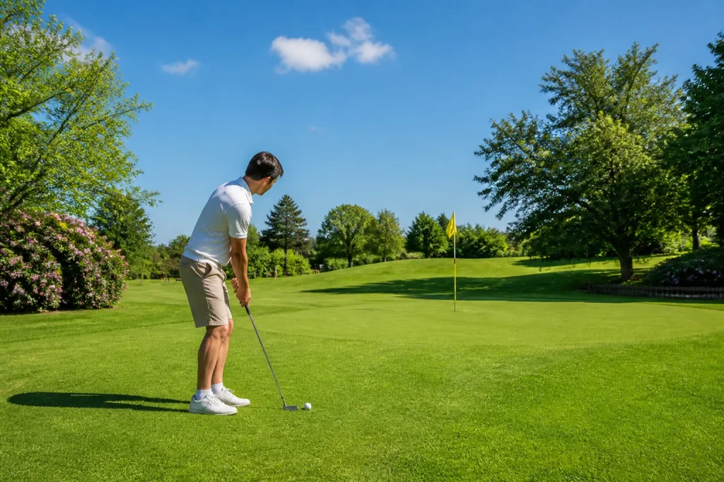 Golfeur sur un parcours de pitch and putt